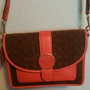 Coach Lonnie Brown and Orange Crossbody Bag